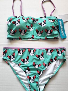 NWT Undercurrent Juniors Graphic Convertible Bandeau Bikini Juniors Medium